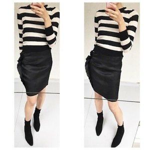 Seduction black silk pencil skirt